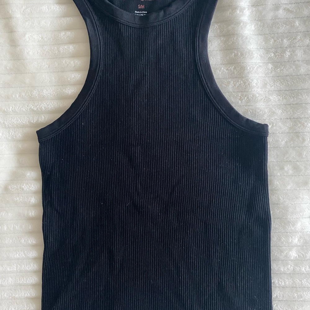 Classic Black Ribbed Tank Top